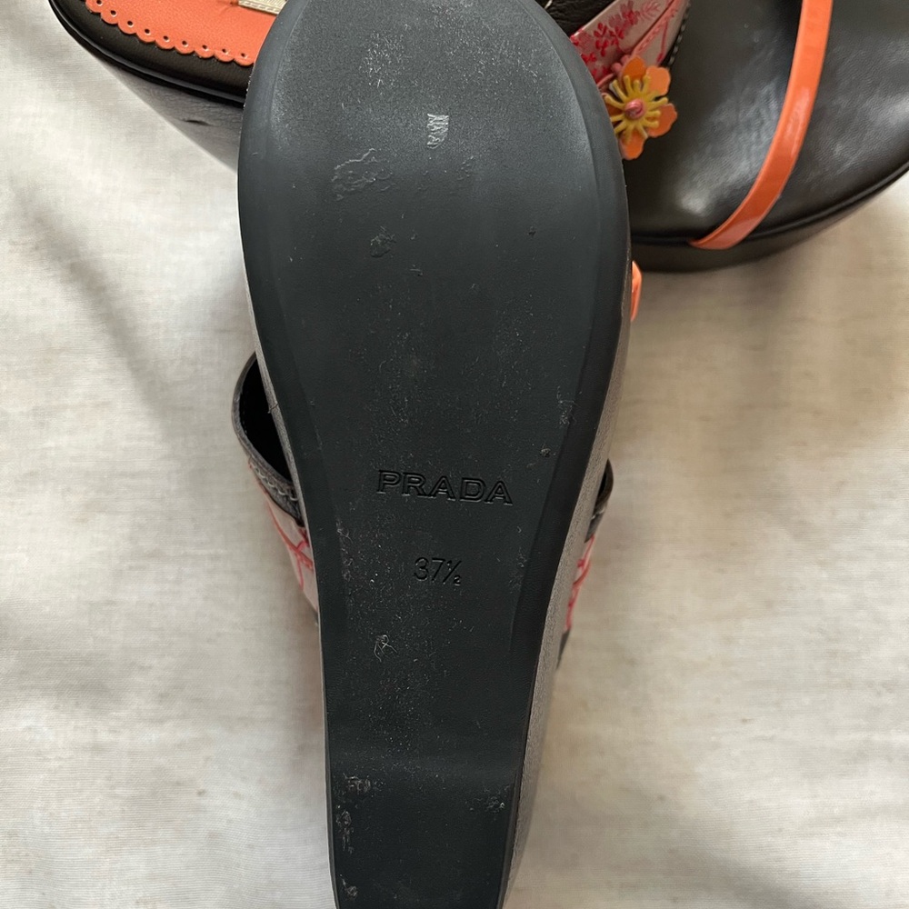 Rare Prada Y2K Cherry Blossom Wedges EU 37.5 US 7 - Picture 9 of 9